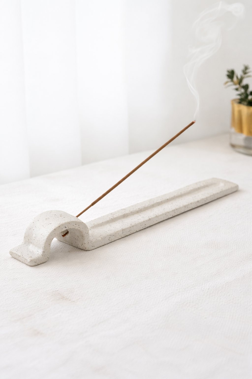 Incensário Reto em cerâmica fria - Feito à mão