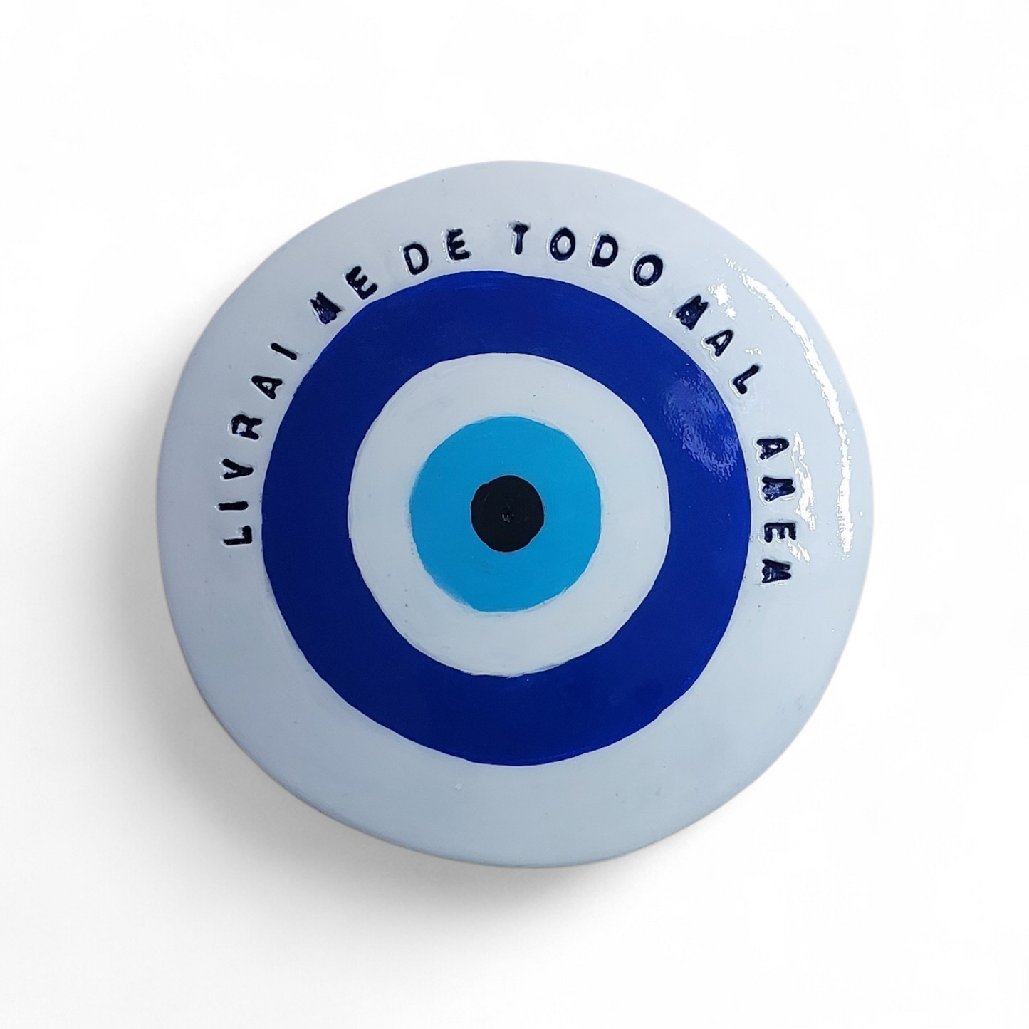 🧿 Placa Olho Grego – Amuleto de Proteção para o Lar- Feito a mão em cerâmica fria