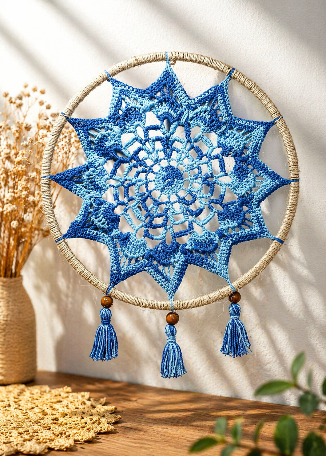 Mandala de Crochê Azul 50cm
