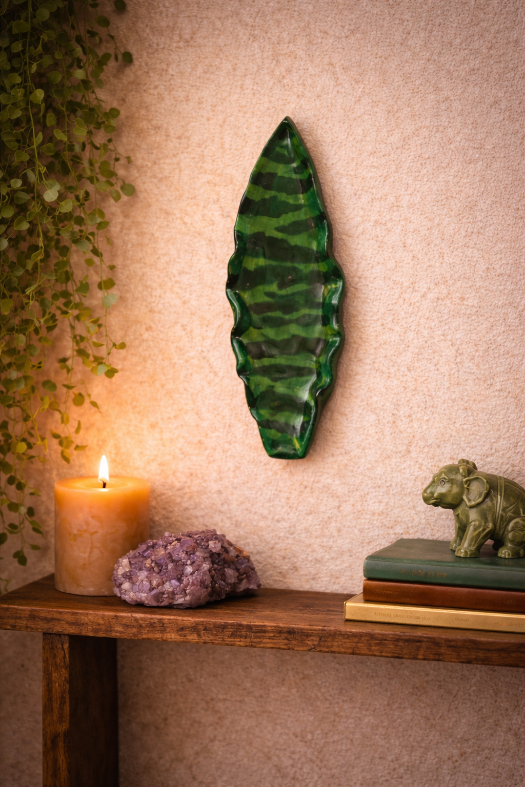 Folha Espada de São Jorge em Cerâmica Fria - Feito à Mão