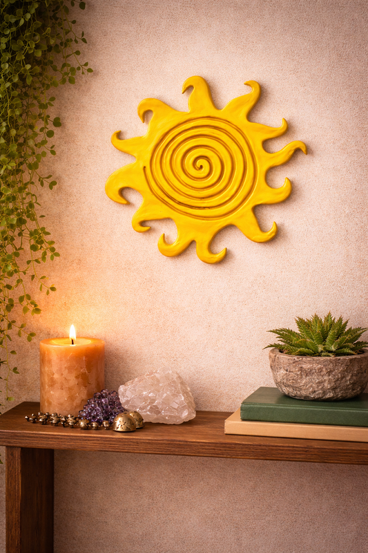 Sol em Cerâmica Fria para Decoração de Parede – Peça Feita à Mão