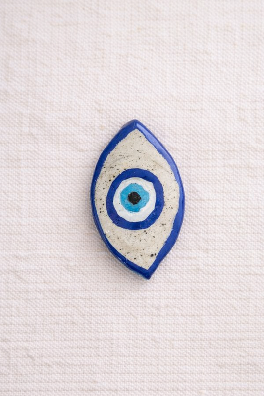 Incensário Olho Grego em Cerâmica - Feito à Mão