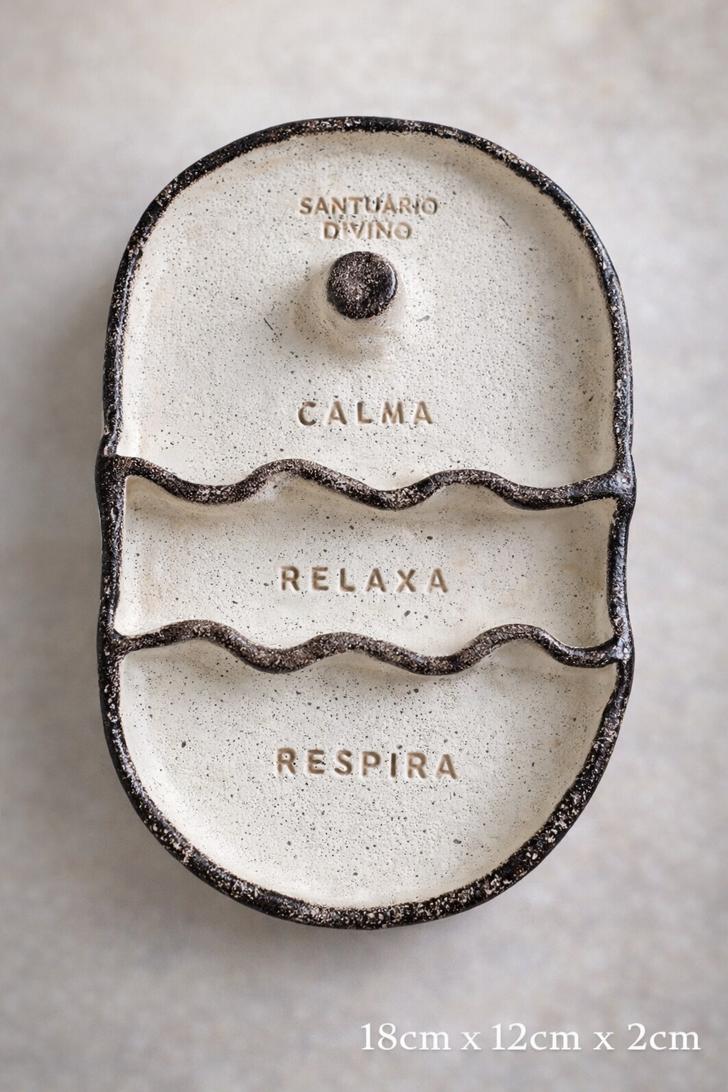 Organizador Espiritual em Cerâmica – Calma, Relaxa, Respira