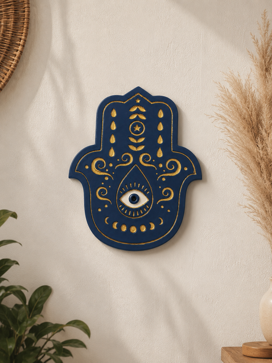 Mão de Fátima Hamsa Artesanal para Parede
