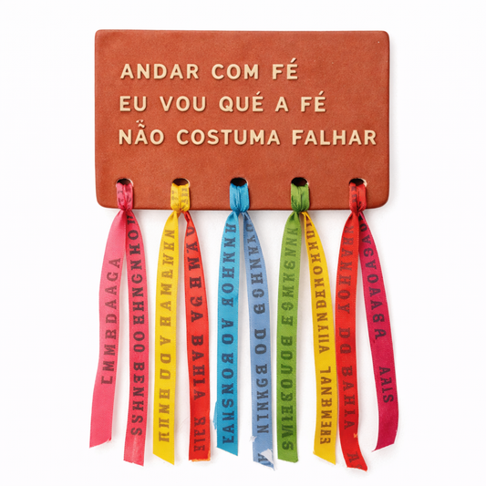 Placa Decorativa Andar com Fé - Feito à Mão