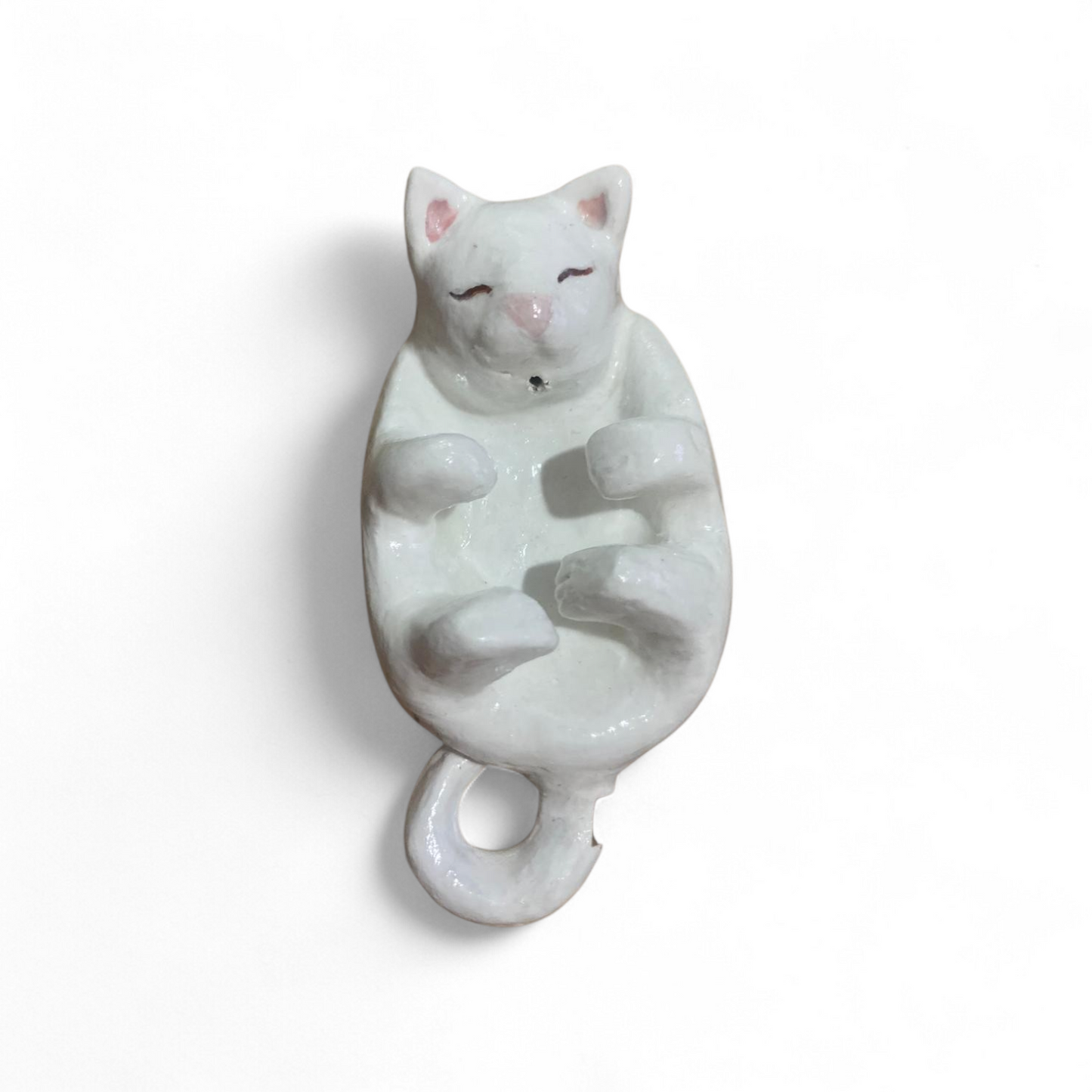 Incensário Gato em Cerâmica Fria - Feito à Mão
