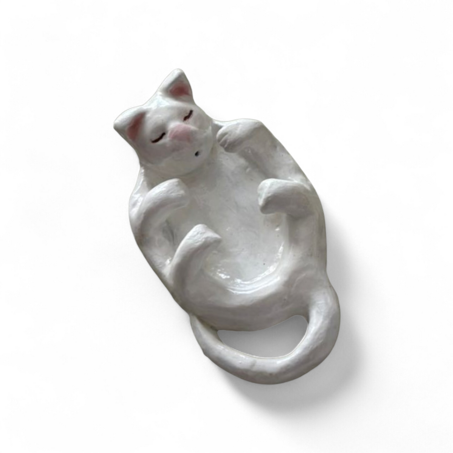 Incensário Gato em Cerâmica Fria - Feito à Mão