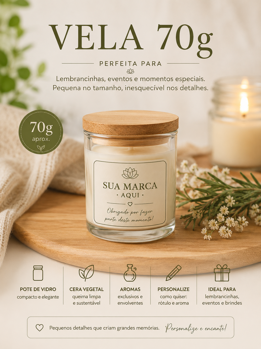 Velas personalizadas sob encomenda