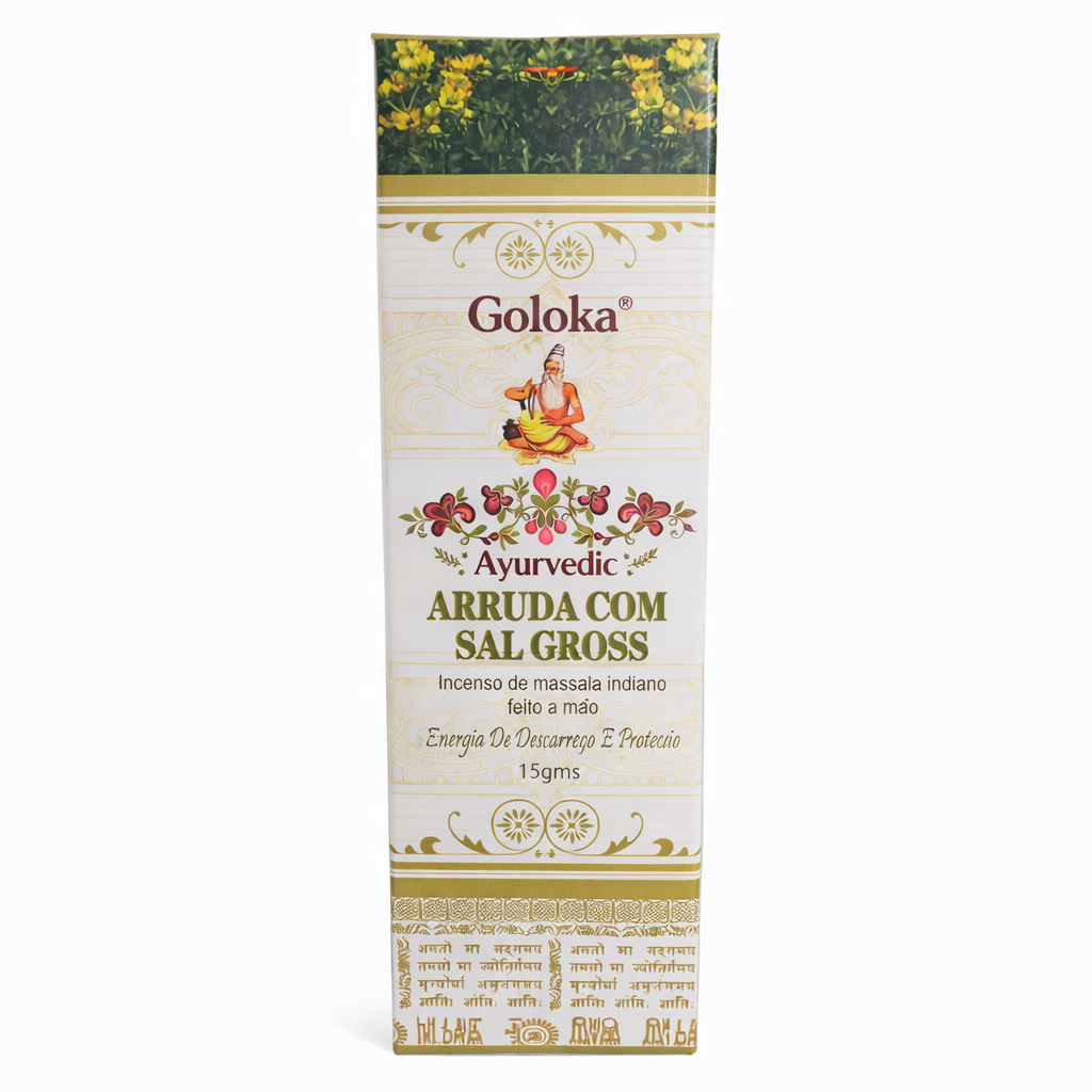 Incenso Indiano Goloka Ayurvedic Arruda com Sal Massala – Proteção e Limpeza Espiritual