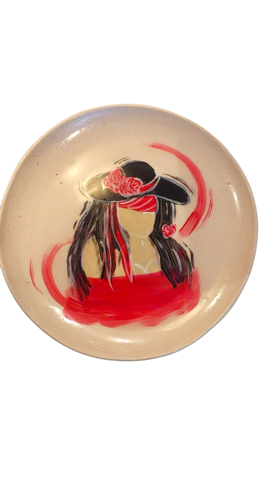 Prato Decorativo Maria Padilha - Pomba Gira em Cerâmica Fria - Feito à Mão