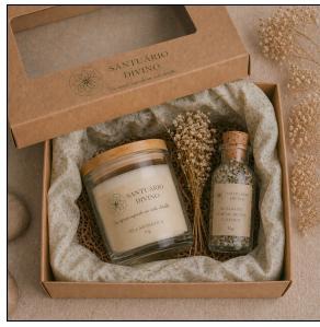 Kit Presenteável – Vela Perfumada 70g + Escalda Pés de Lavanda e Camomila