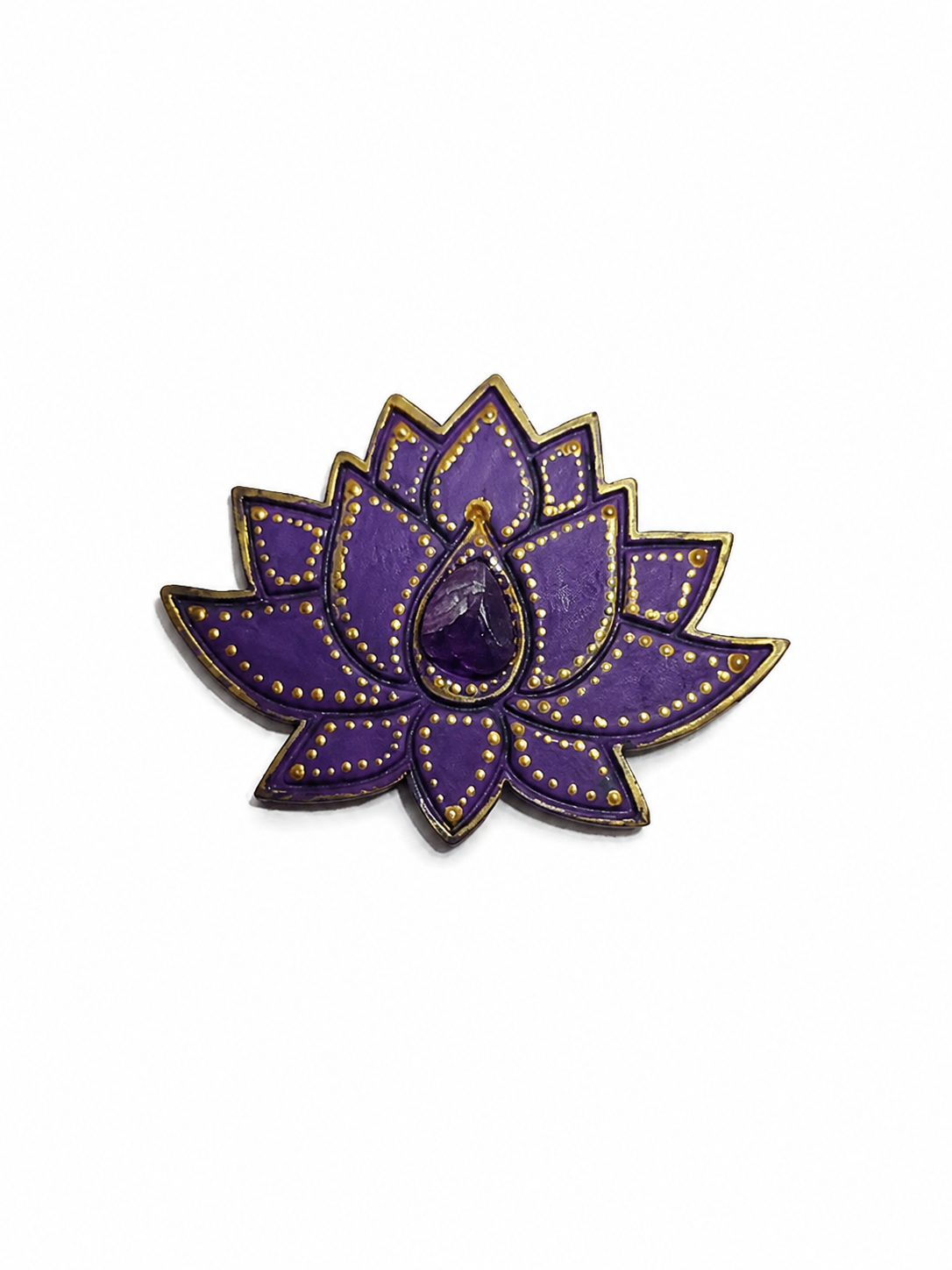 Incensário Artesanal Mandala Lótus com Ametista