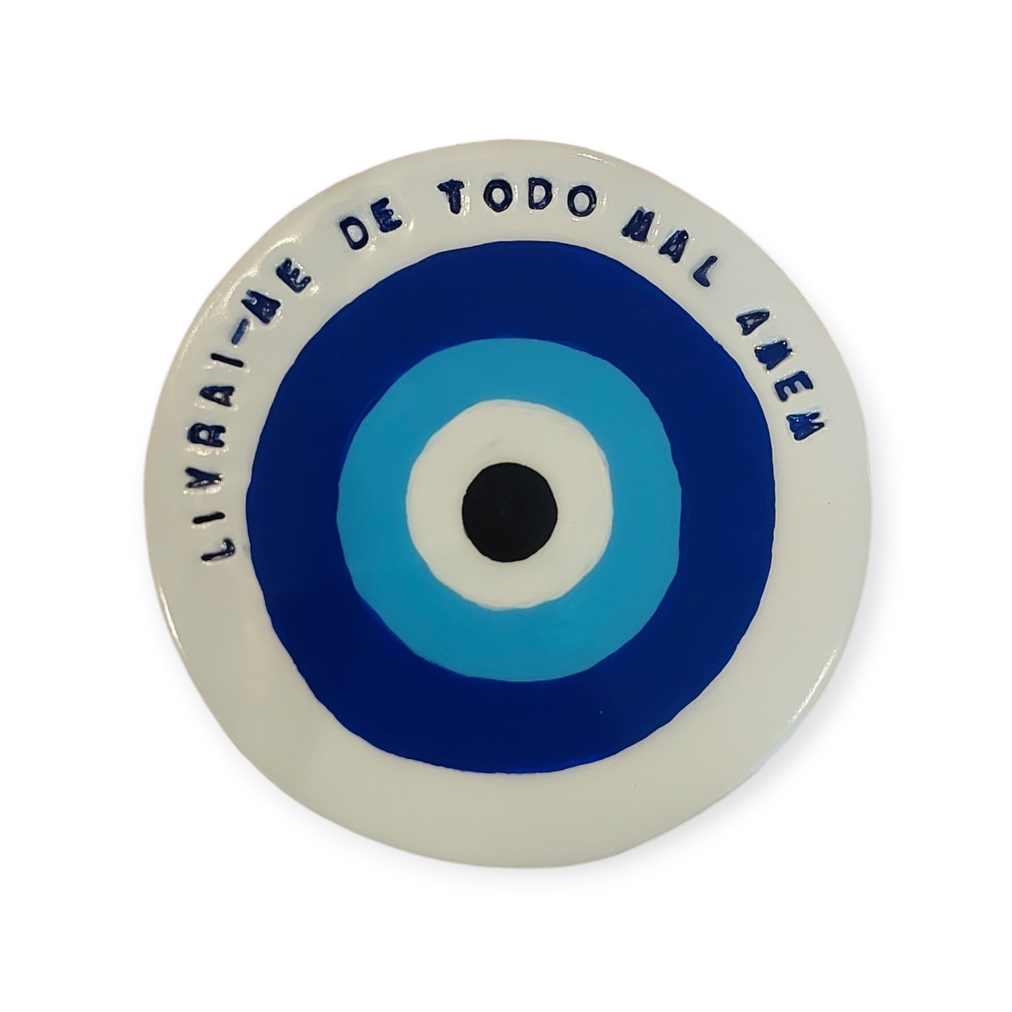 🧿 Placa Olho Grego – Amuleto de Proteção para o Lar- Feito a mão em cerâmica fria