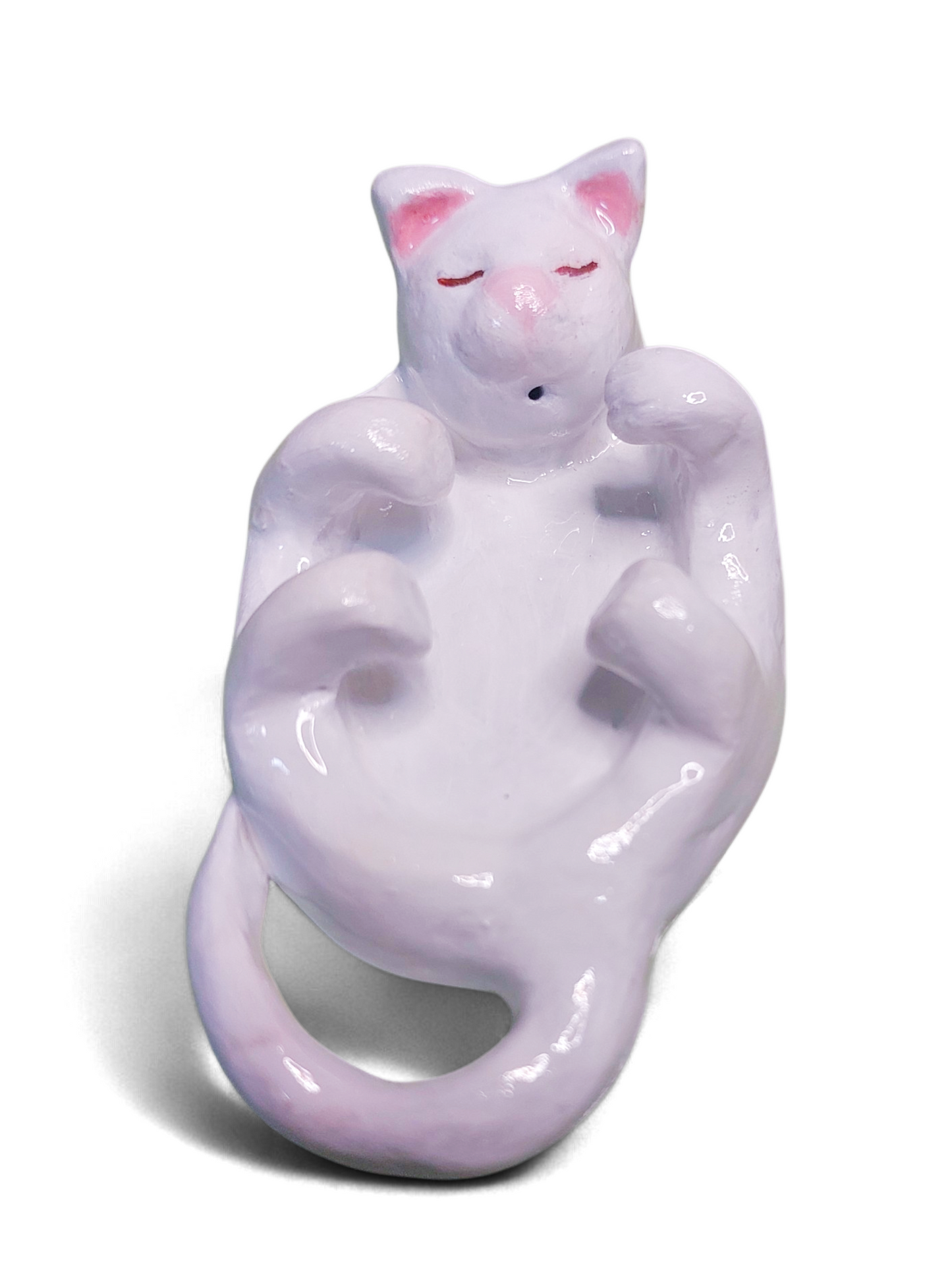 Incensário Gato em Cerâmica Fria - Feito à Mão