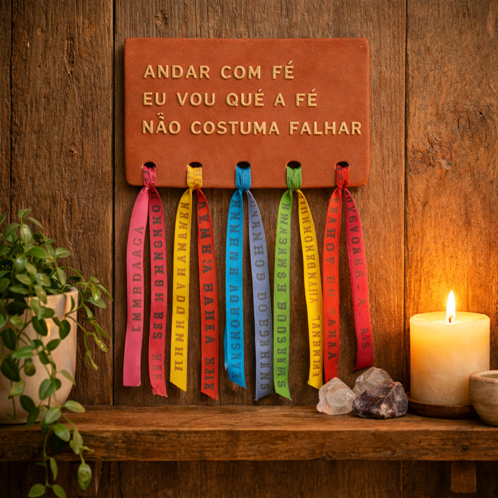 Placa Decorativa Andar com Fé - Feito à Mão