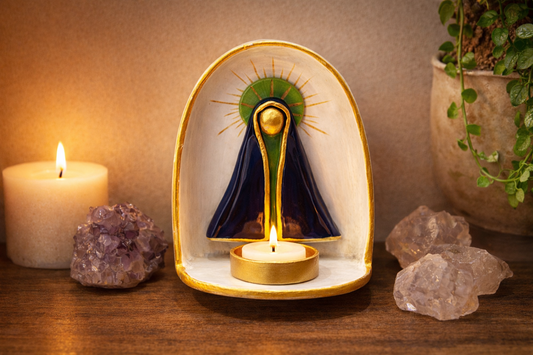 Porta Vela Nossa Senhora em Cerâmica Fria - Feito à Mão