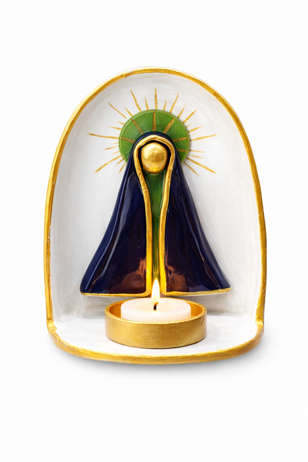 Porta Vela Nossa Senhora em Cerâmica Fria - Feito à Mão