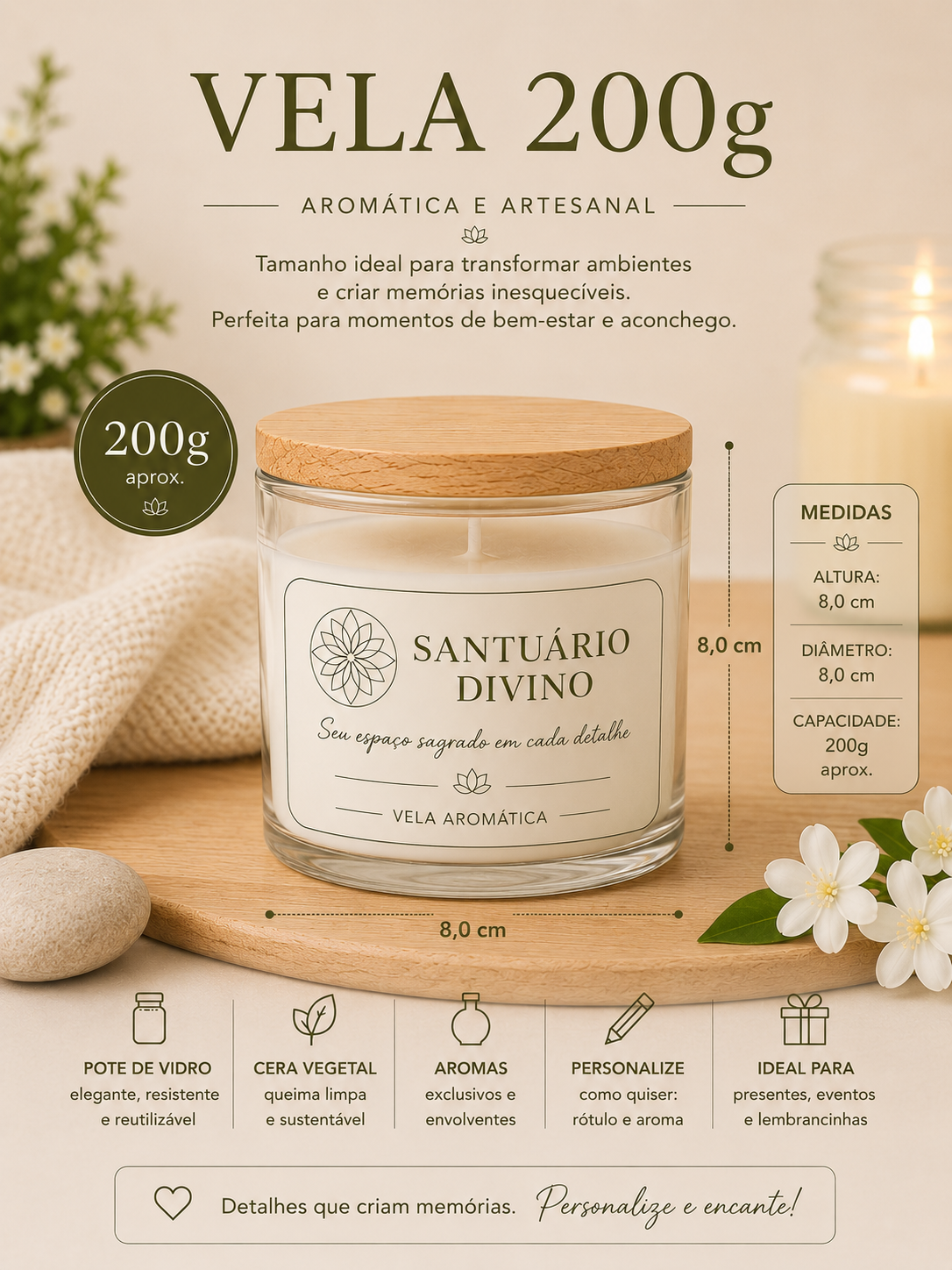 Velas personalizadas sob encomenda