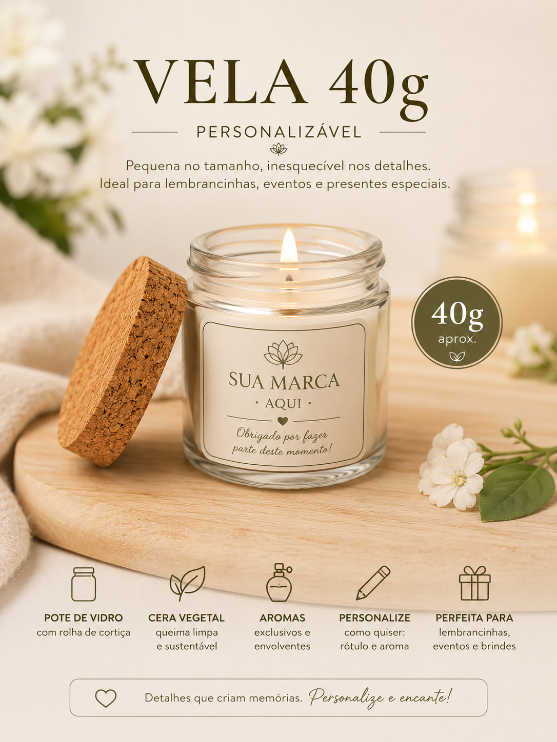 Velas personalizadas sob encomenda